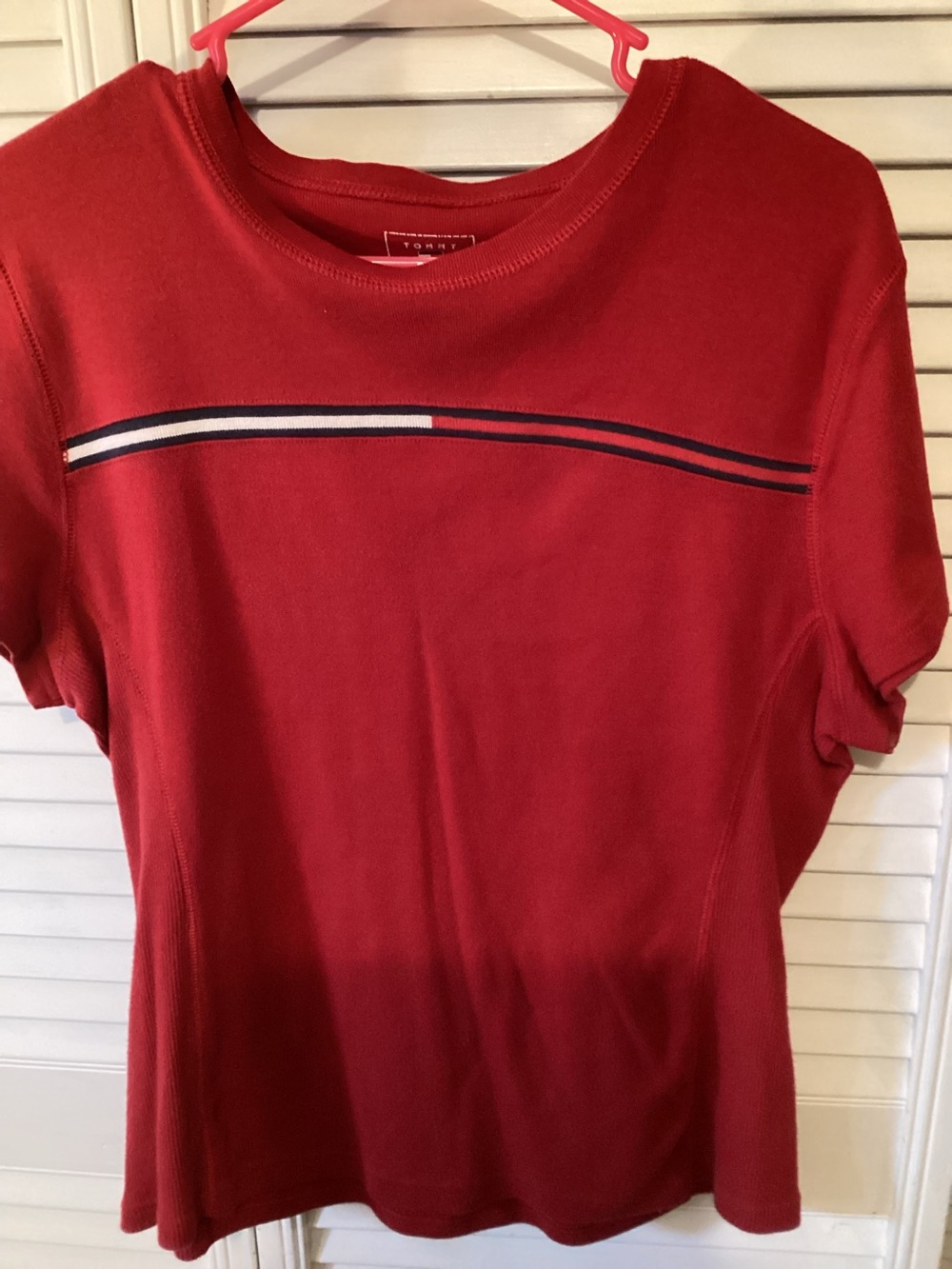 Tommy Hilfiger men’s red crew neck Logo shirt, size XL